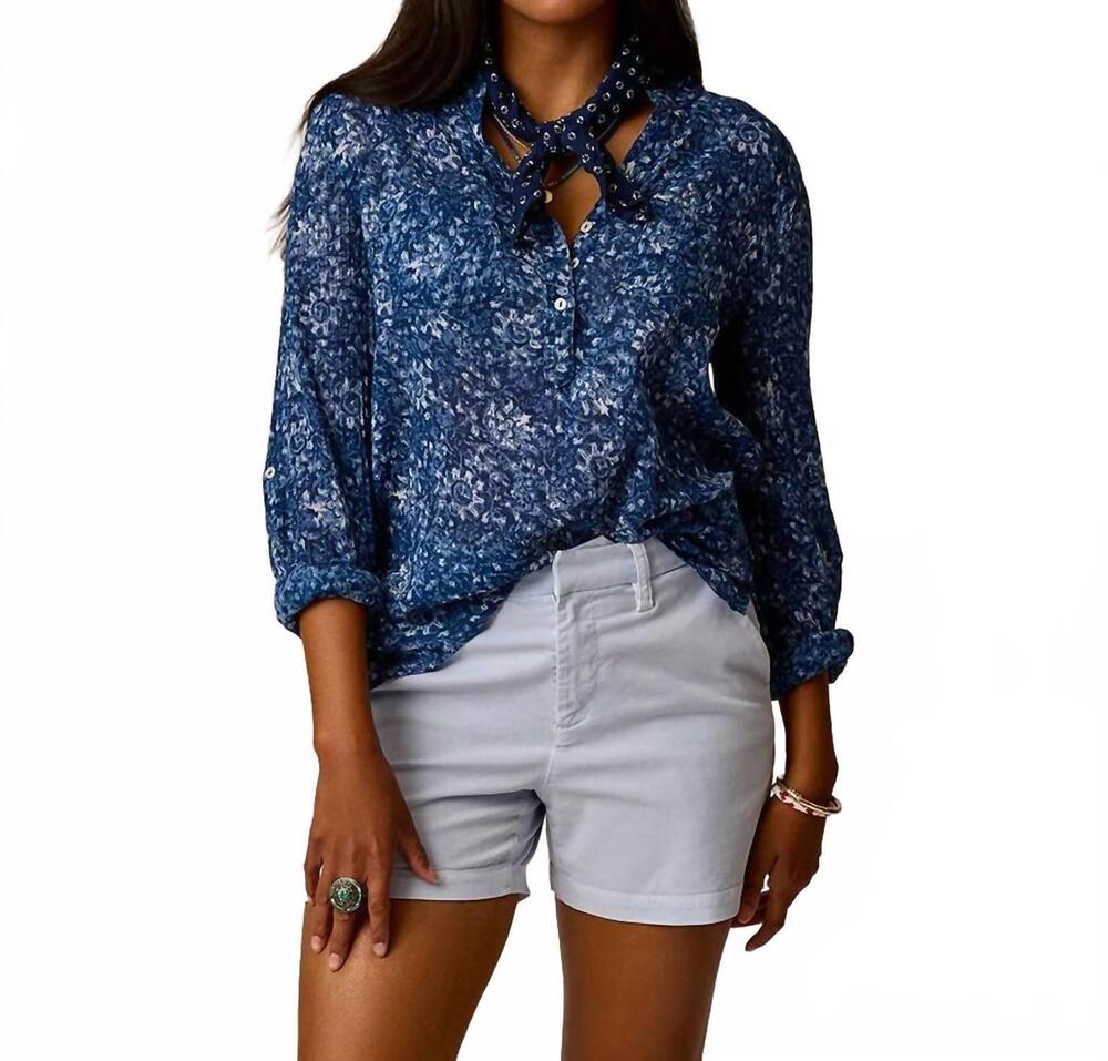 NEW CARVE DESIGNS dylan gauze shirt in indigo floral